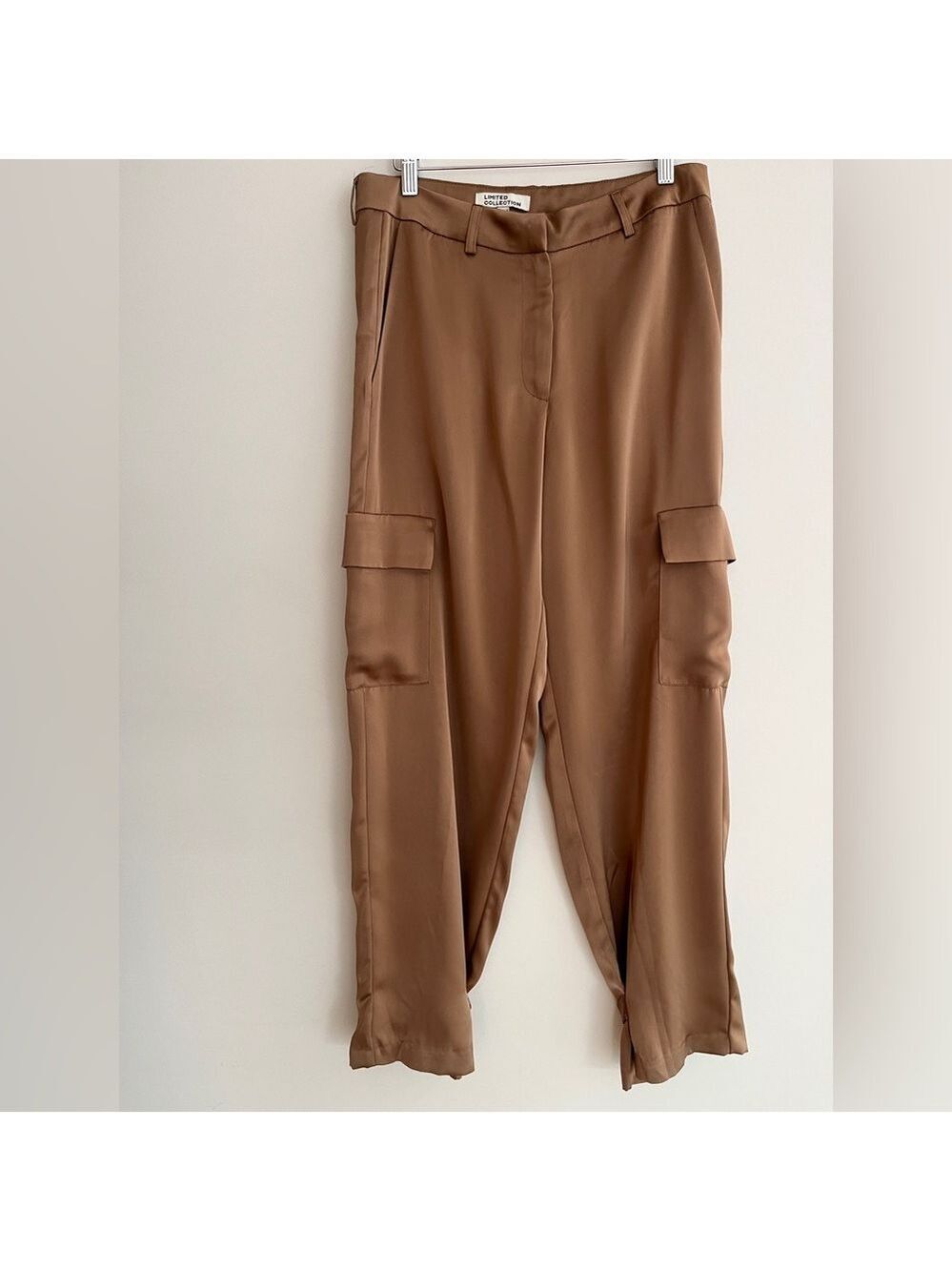 LIMITED COLLECTION Satin Cargo Pants Buckles at Hem Relaxed Dressy Safari Chic